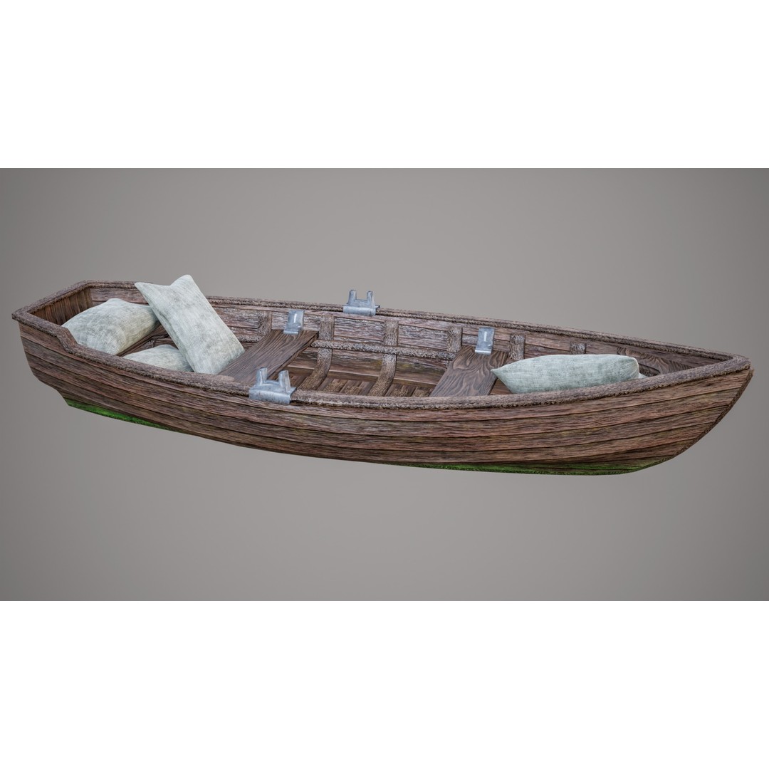 Old Wooden Boat 3D Model – Low Poly PBR Game Asset, FBX, Blender - View 8