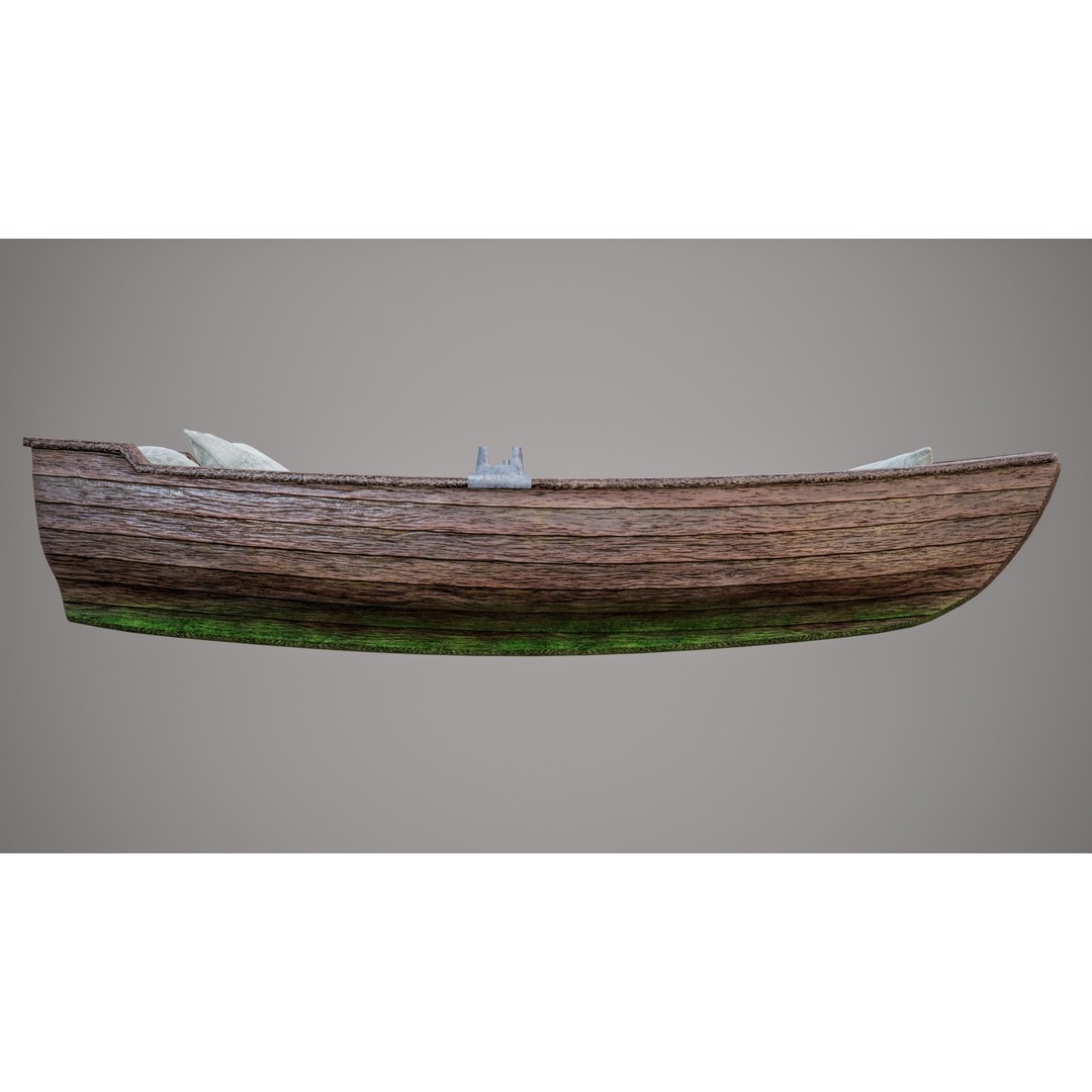 Old Wooden Boat 3D Model – Low Poly PBR Game Asset, FBX, Blender - View 9