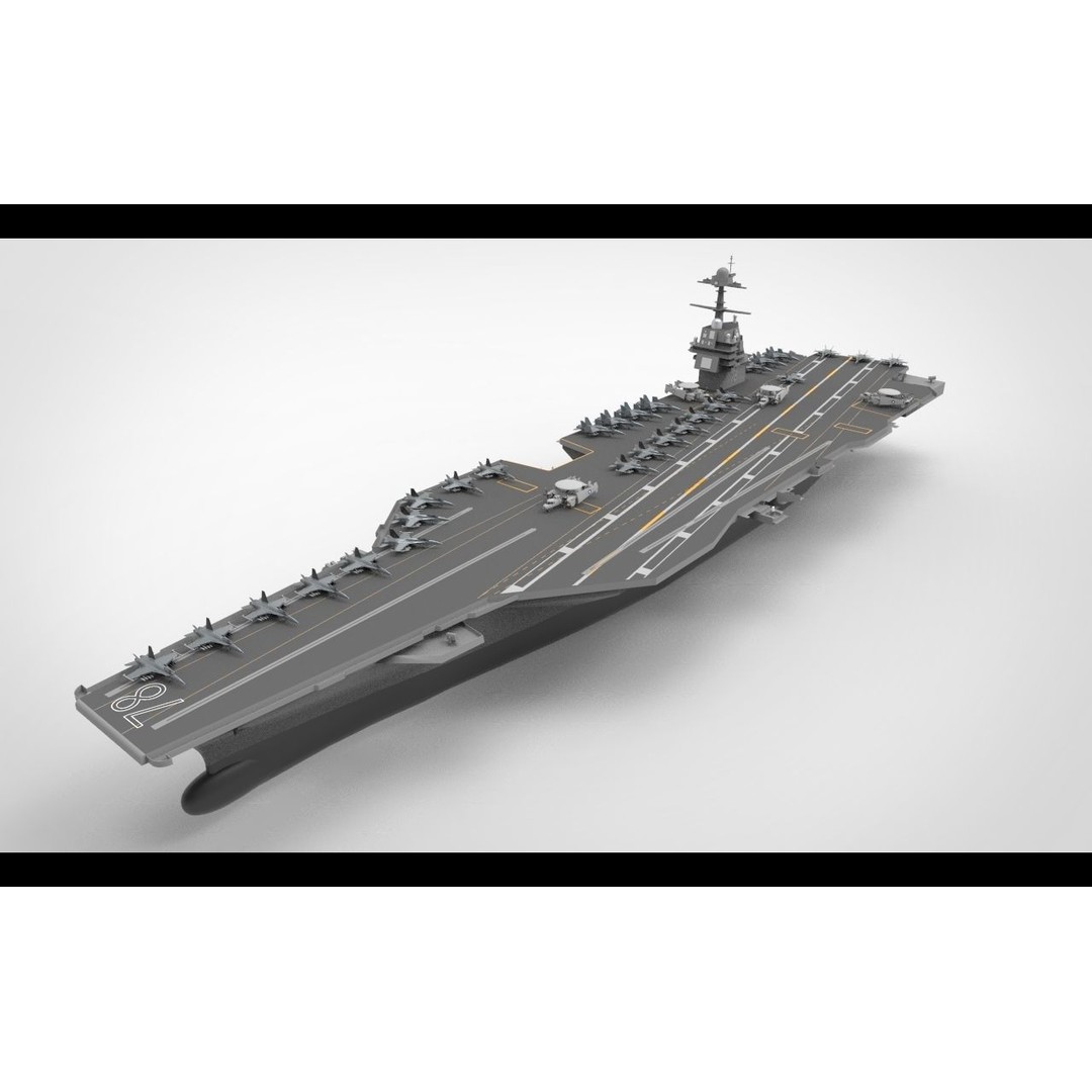 USS Gerald R. Ford CVN 78 3D Model – High Poly Military Watercraft, FBX, Blender - View 3