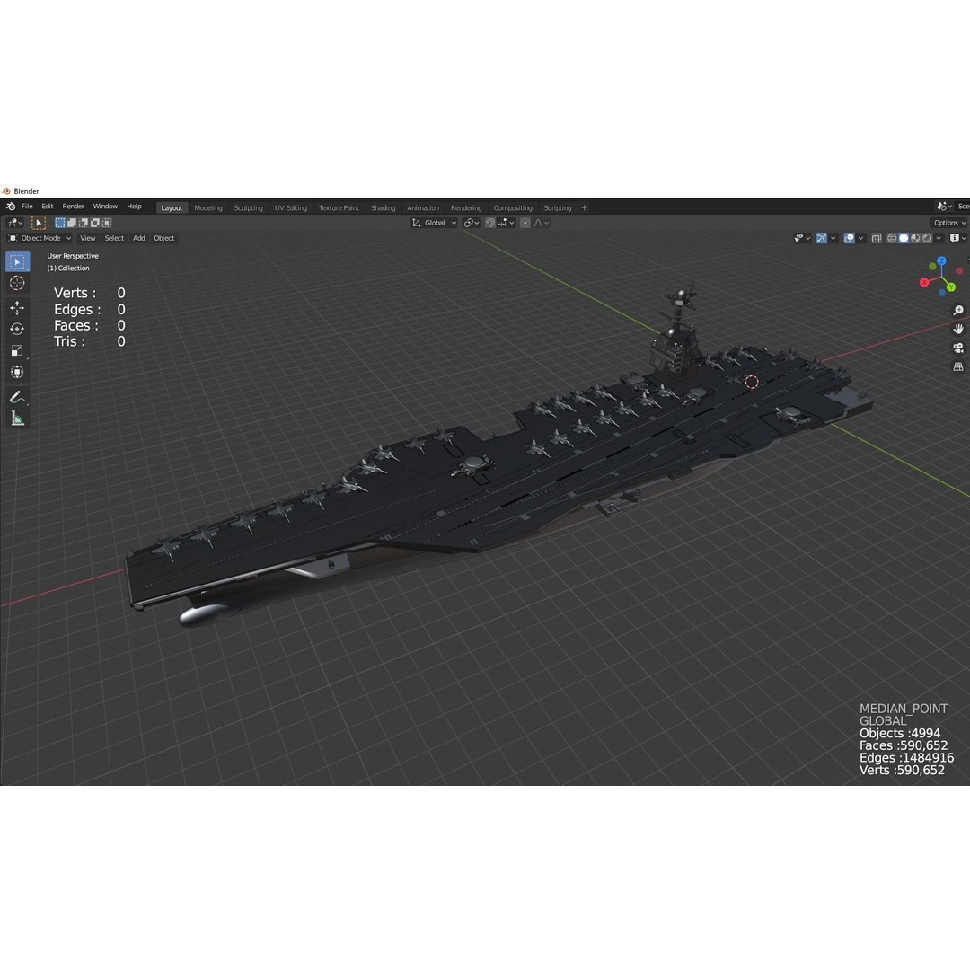 USS Gerald R. Ford CVN 78 3D Model – High Poly Military Watercraft, FBX, Blender - View 8