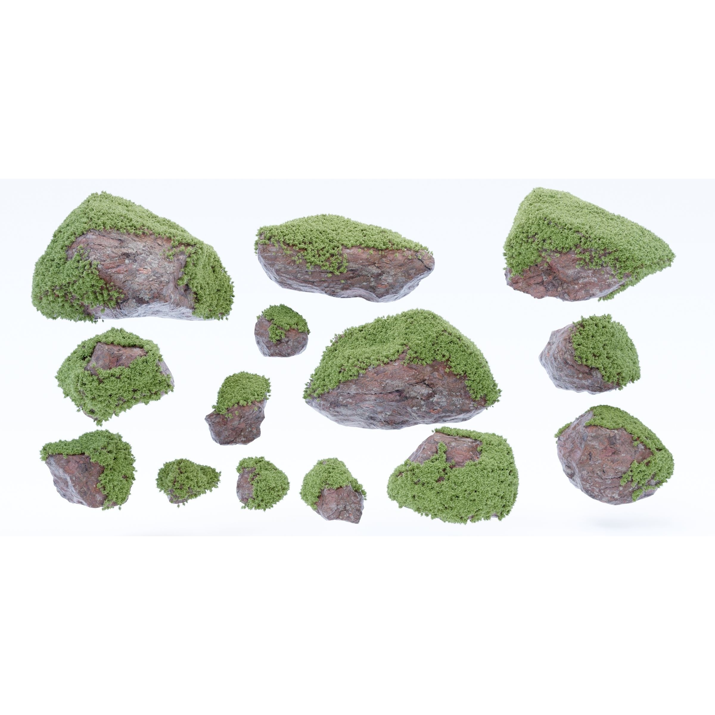 Mossy Rocks Garden Collection - Game-Ready 3D Model - View 6