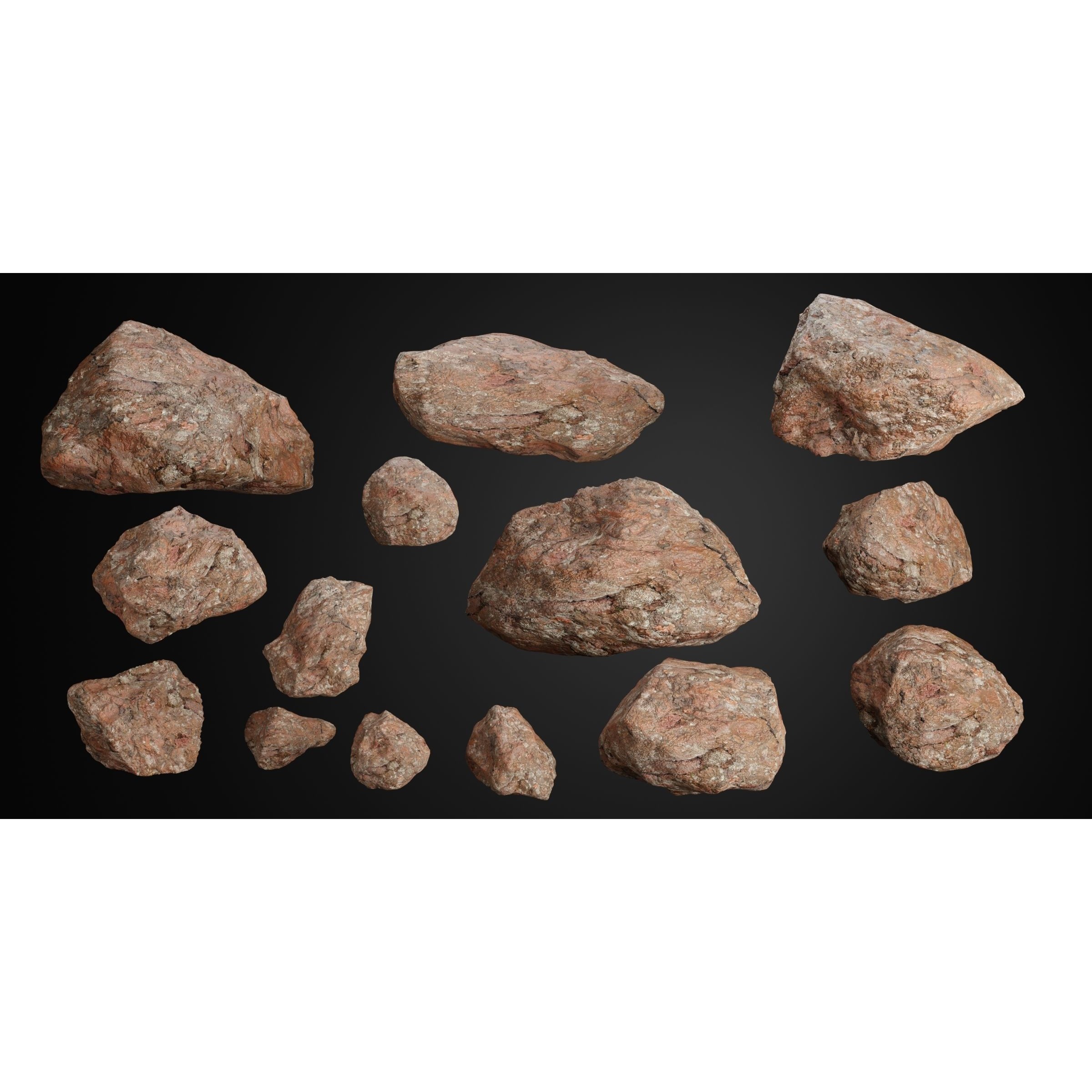 Mossy Rocks Garden Collection - Game-Ready 3D Model - View 7