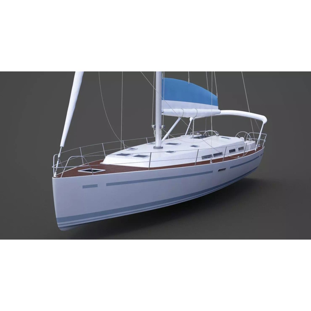 Photorealistic Yacht 3D Model – Luxury Vessel, FBX, OBJ, Animation Ready - View 2