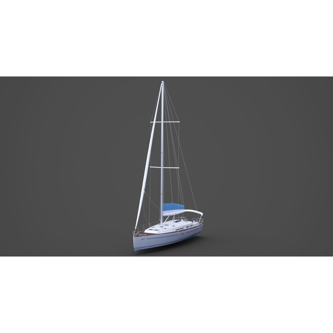 Photorealistic Yacht 3D Model – Luxury Vessel, FBX, OBJ, Animation Ready - View 3