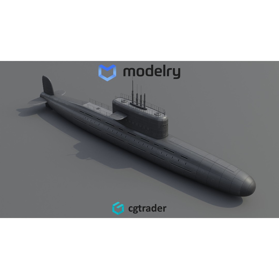 Submarine 3D Model – Realistic Military Watercraft with PBR Textures - View 3