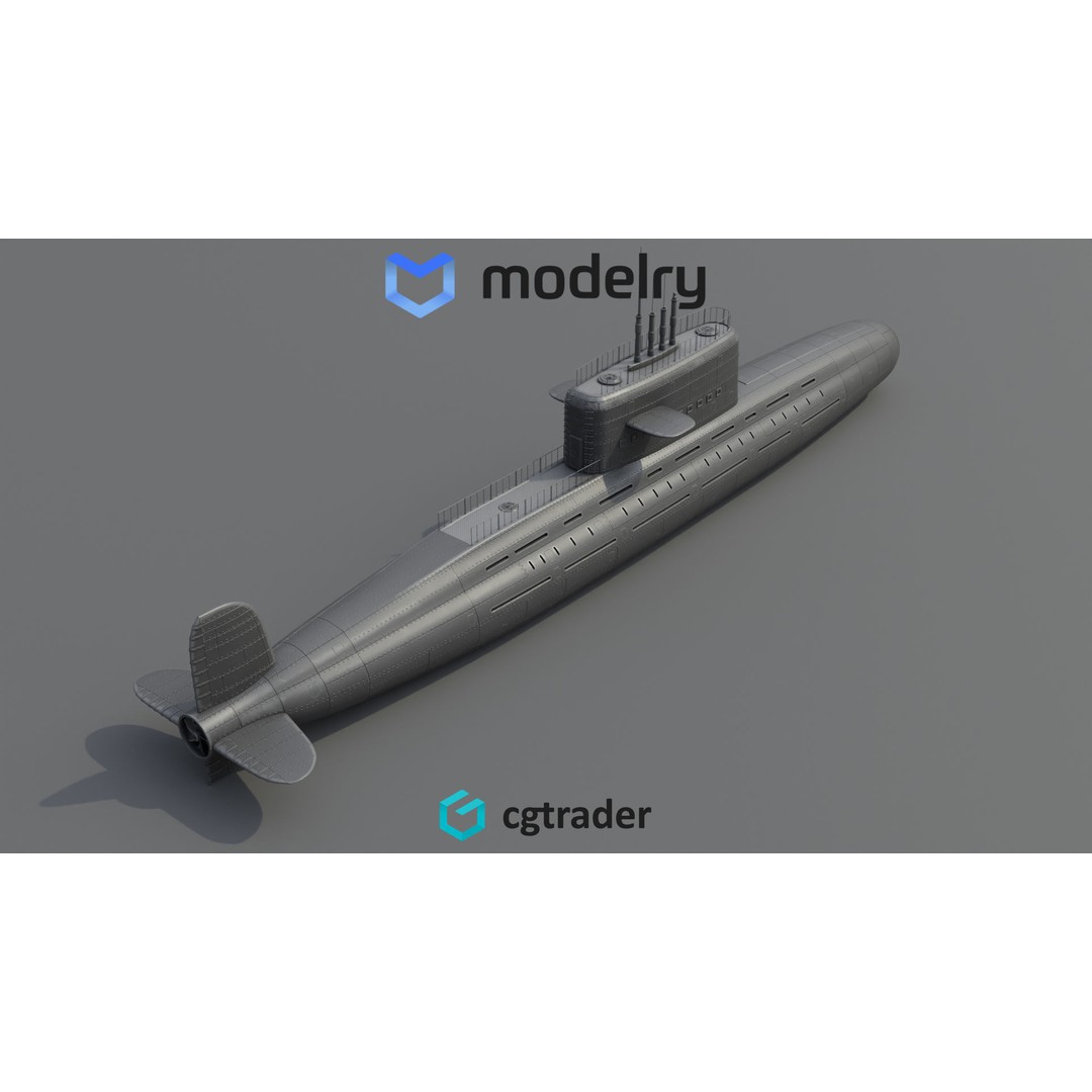 Submarine 3D Model – Realistic Military Watercraft with PBR Textures - View 4