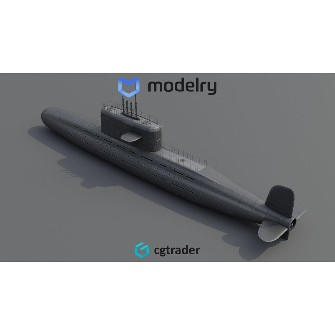 Submarine 3D Model – Realistic Military Watercraft with PBR Textures - View 5