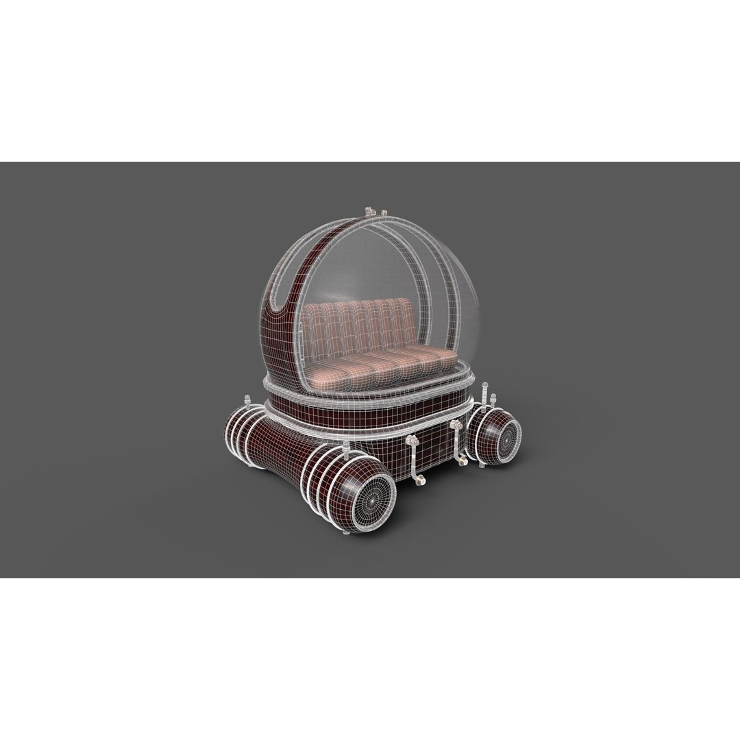 Personal Submersible 3D Model – Realistic Low Poly Watercraft, FBX - View 11