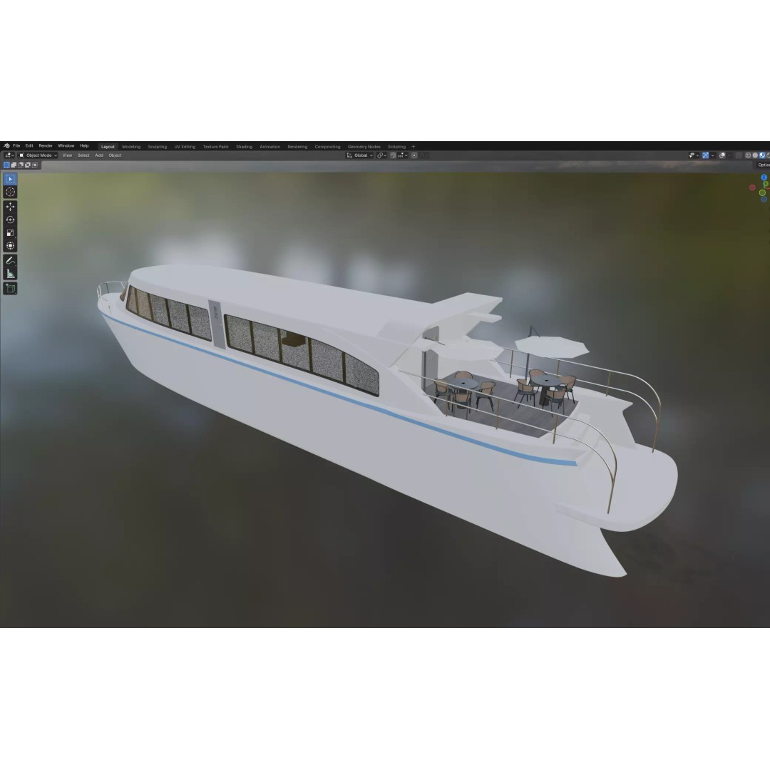Modern Passenger Ferry 3D Model – Sleek Design, PBR Textures, FBX - View 11