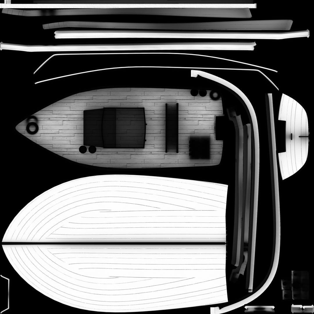 Motorboat 3D Model – Historical Fishing Boat, PBR Textures, FBX - View 12