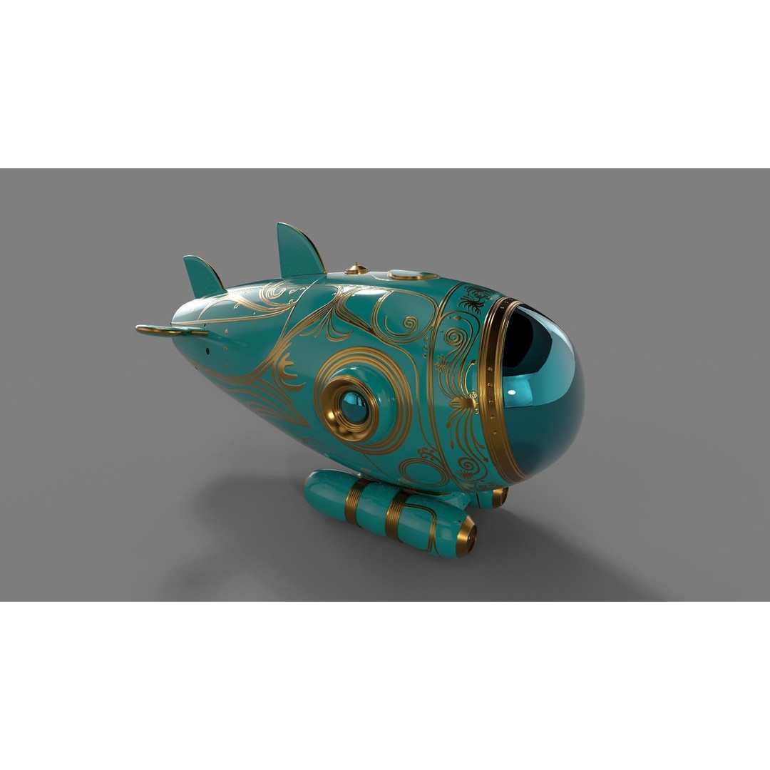 Personal Submersible 3D Model – Sleek Recreational Watercraft, FBX - View 13