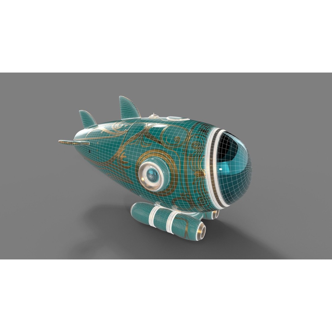 Personal Submersible 3D Model – Sleek Recreational Watercraft, FBX - View 14
