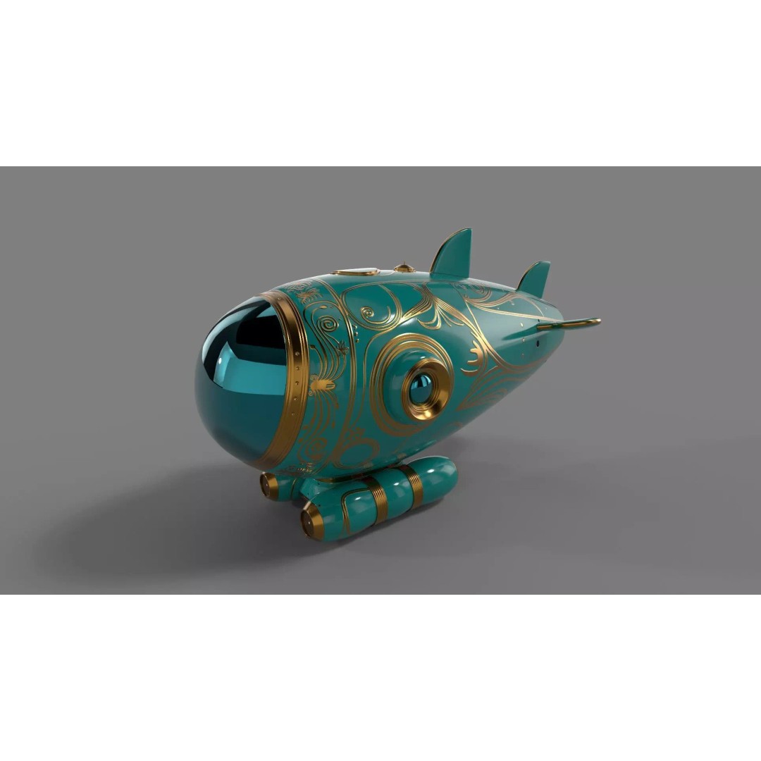 Personal Submersible 3D Model – Sleek Recreational Watercraft, FBX - View 2