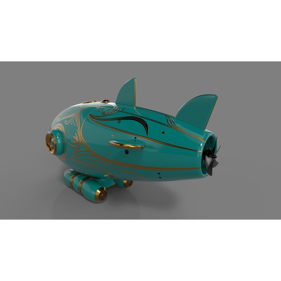 Personal Submersible 3D Model – Sleek Recreational Watercraft, FBX - View 4