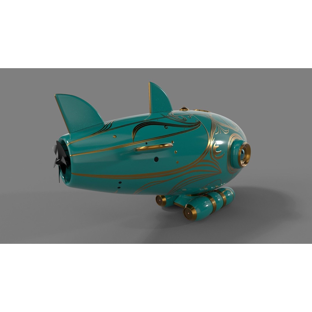 Personal Submersible 3D Model – Sleek Recreational Watercraft, FBX - View 6