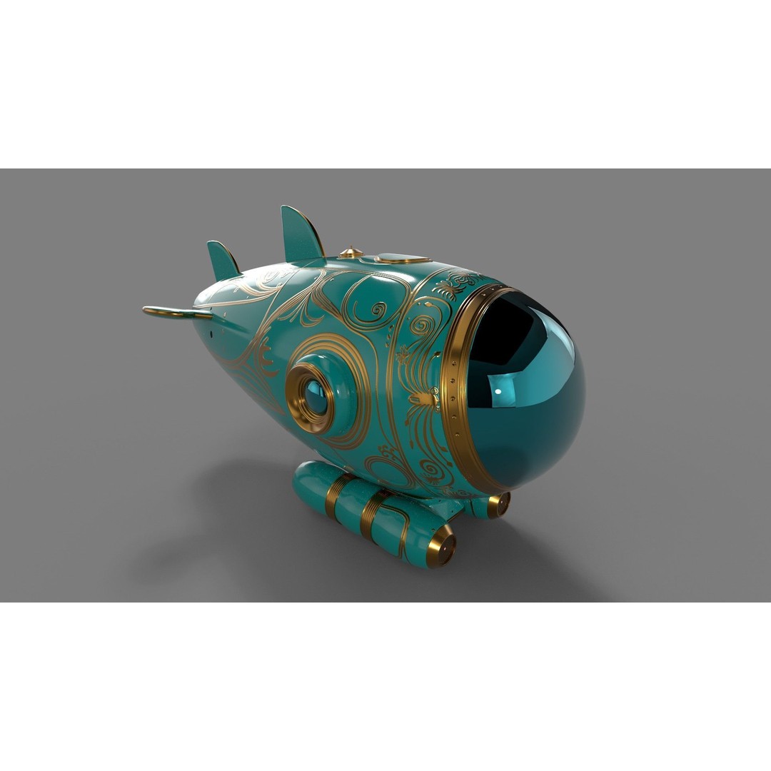 Personal Submersible 3D Model – Sleek Recreational Watercraft, FBX - View 8