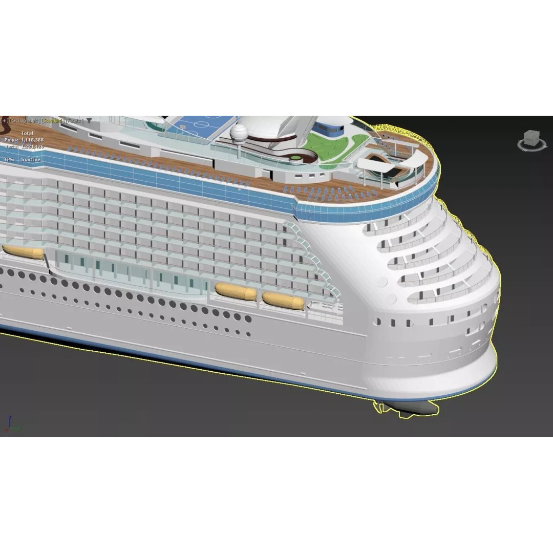 Oasis Class Cruise Ship 3D Model – High Poly Game Asset, FBX, PBR