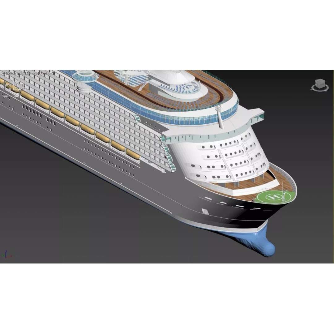 Oasis Class Cruise Ship 3D Model – High Poly Game Asset, FBX, PBR - View 11