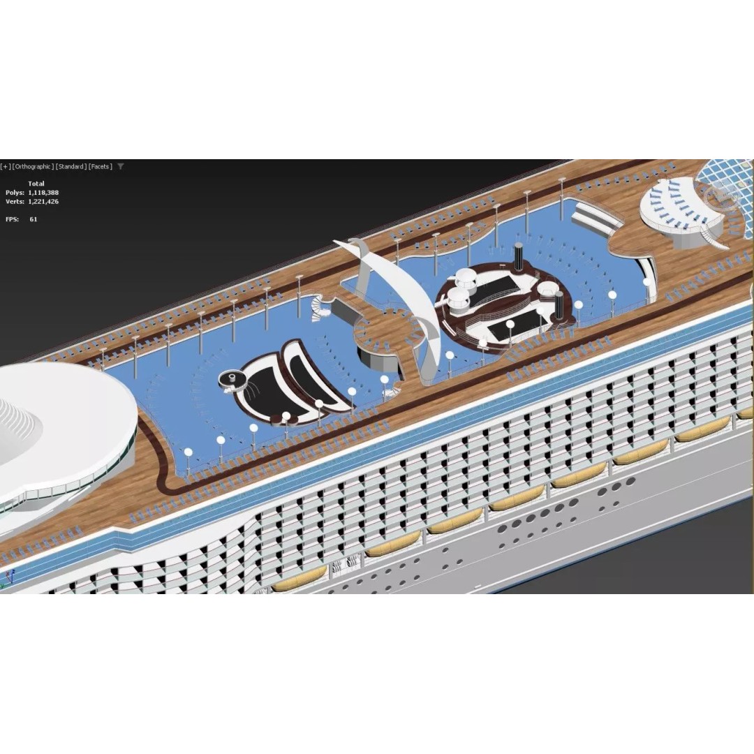 Oasis Class Cruise Ship 3D Model – High Poly Game Asset, FBX, PBR - View 13