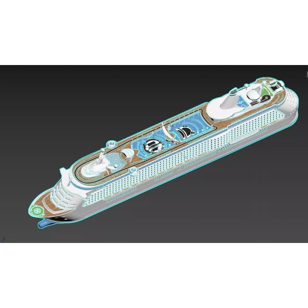 Oasis Class Cruise Ship 3D Model – High Poly Game Asset, FBX, PBR - View 3
