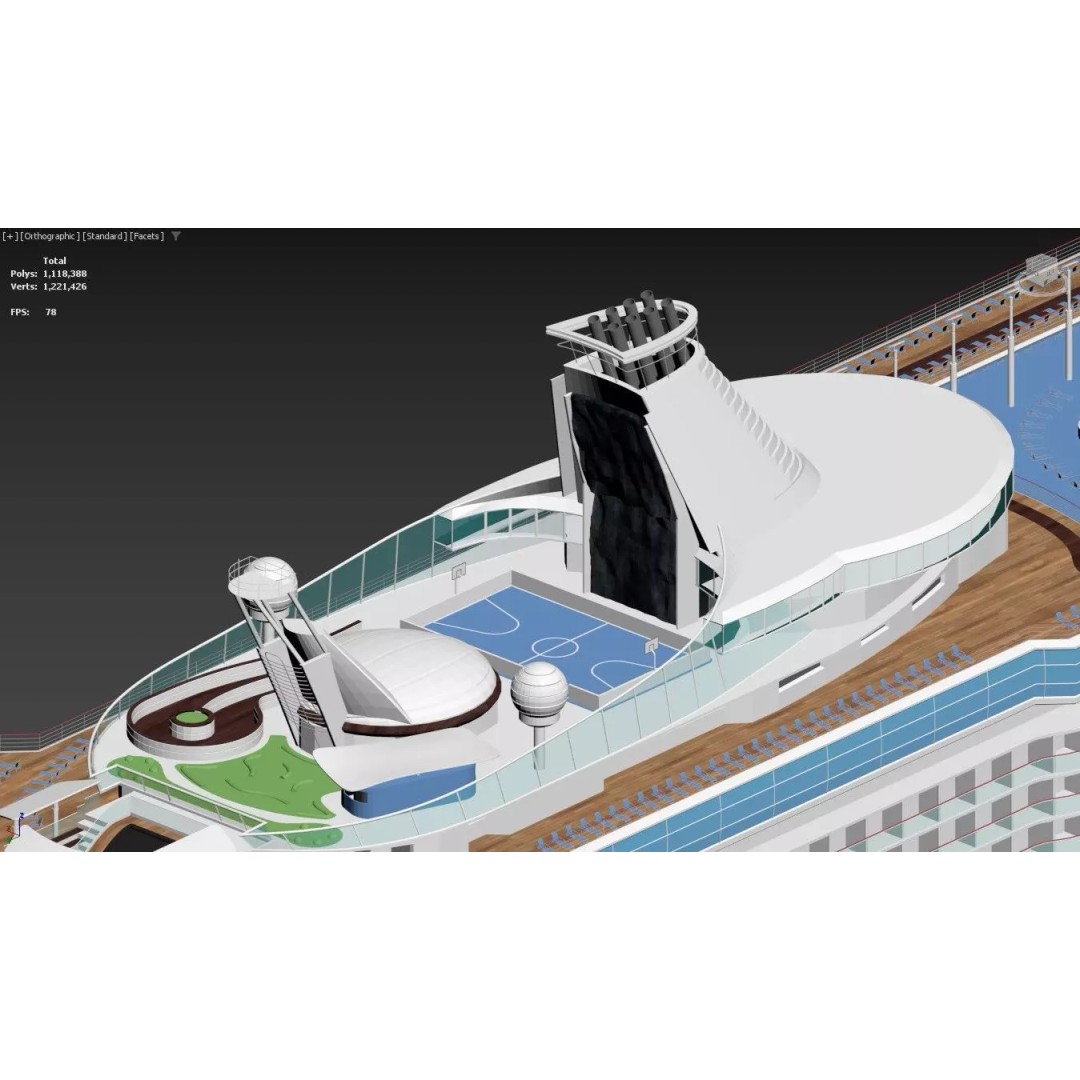 Oasis Class Cruise Ship 3D Model – High Poly Game Asset, FBX, PBR - View 4