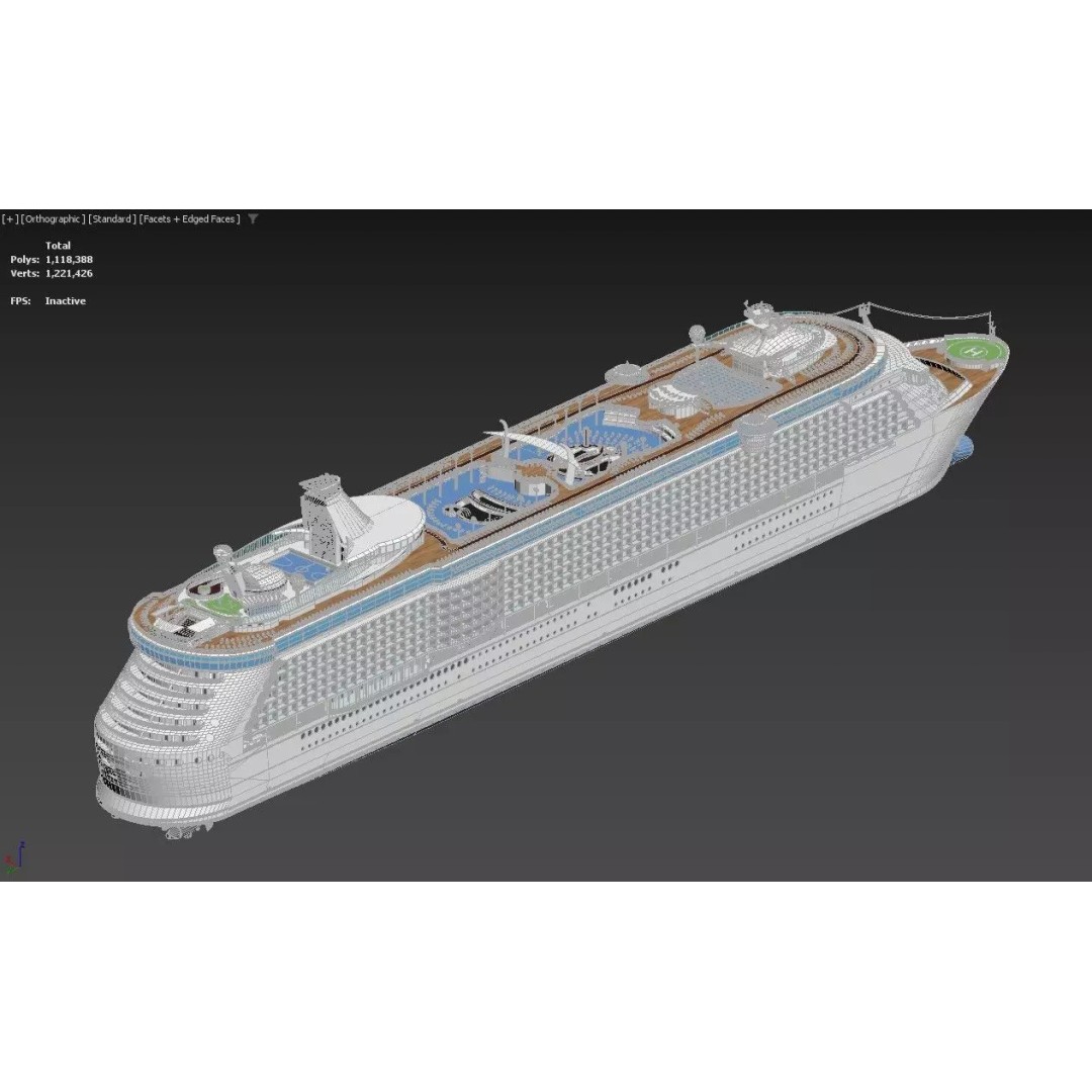 Oasis Class Cruise Ship 3D Model – High Poly Game Asset, FBX, PBR - View 5