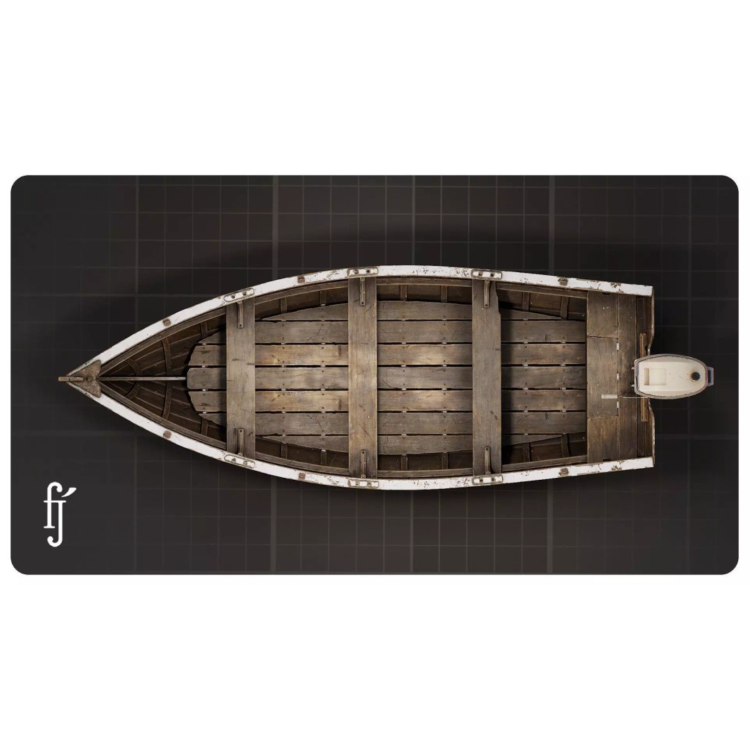Wooden Fishing Boat 3D Model – High Poly Skiff Dinghy with PBR Textures - View 6