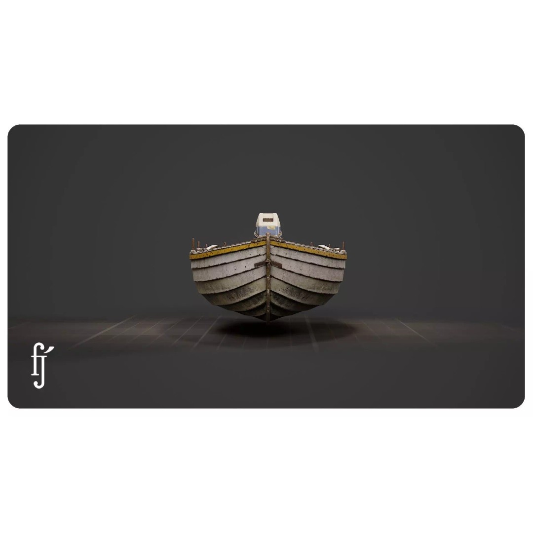 Wooden Fishing Boat 3D Model – High Poly Skiff Dinghy with PBR Textures - View 7