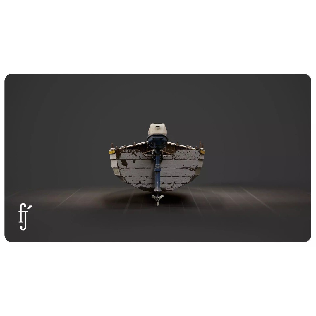 Wooden Fishing Boat 3D Model – High Poly Skiff Dinghy with PBR Textures - View 8