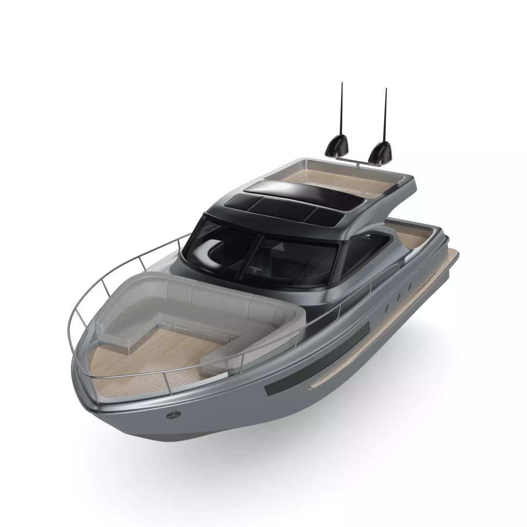 Motorboat 3D Model – Stylish Cabin Cruiser, PBR Textures, FBX