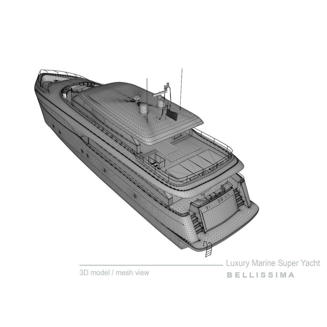 Super Yacht Bellissima 3D Model – Luxury Marine Vessel, FBX, OBJ
