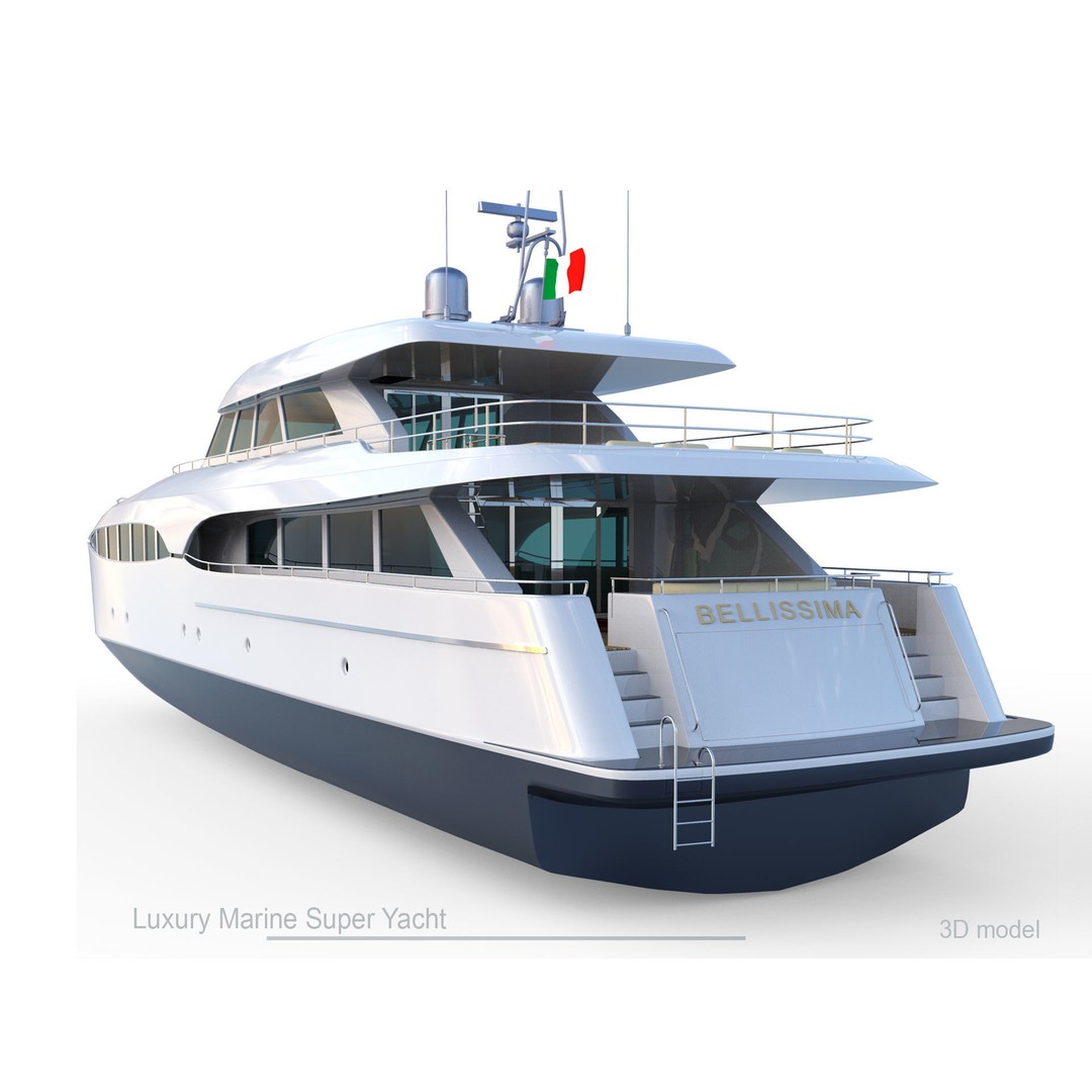 Super Yacht Bellissima 3D Model – Luxury Marine Vessel, FBX, OBJ - View 10