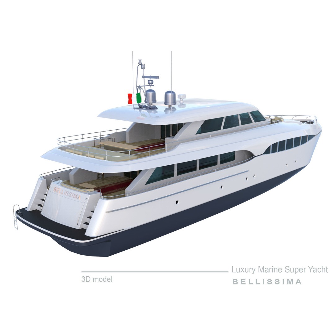 Super Yacht Bellissima 3D Model – Luxury Marine Vessel, FBX, OBJ - View 11