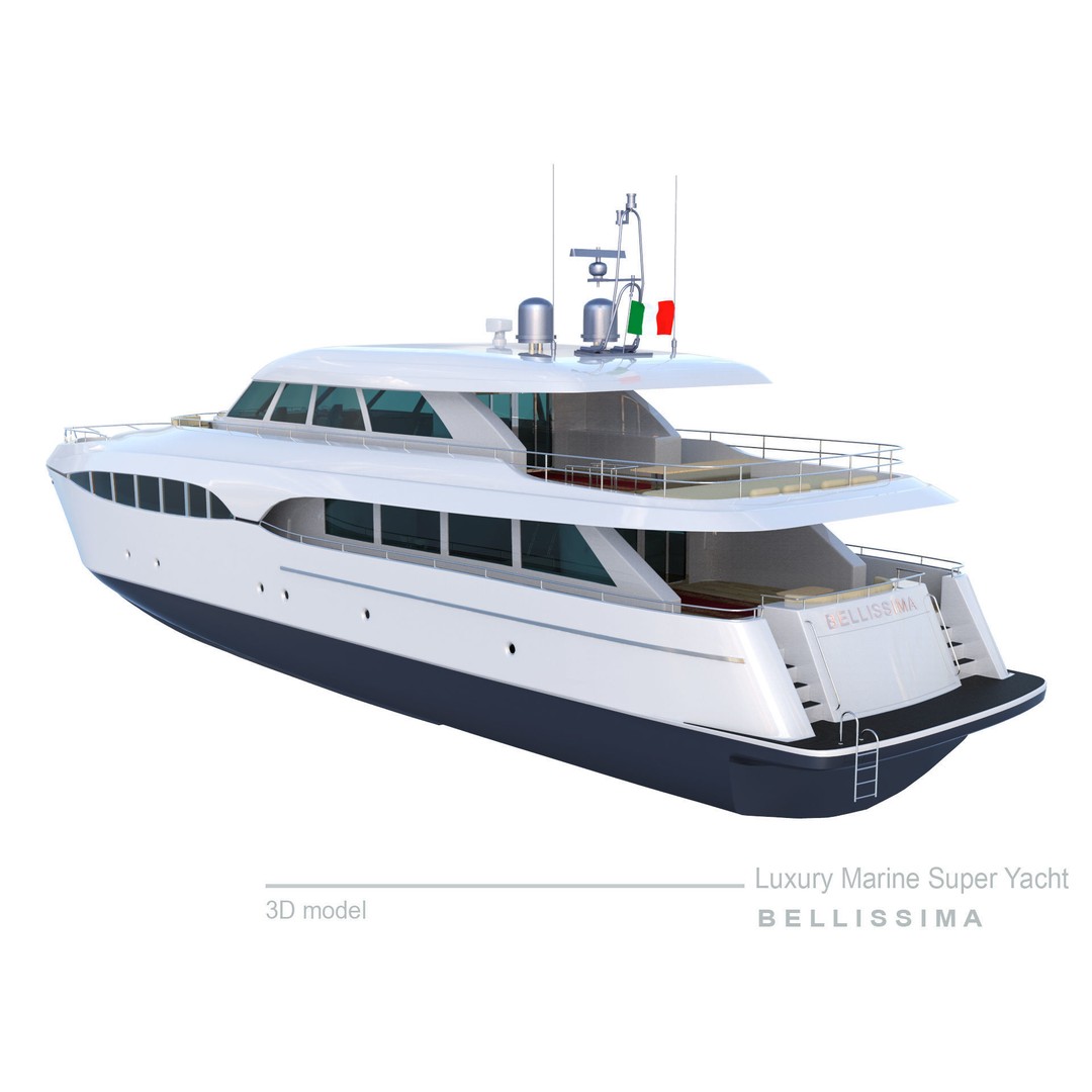 Super Yacht Bellissima 3D Model – Luxury Marine Vessel, FBX, OBJ - View 12