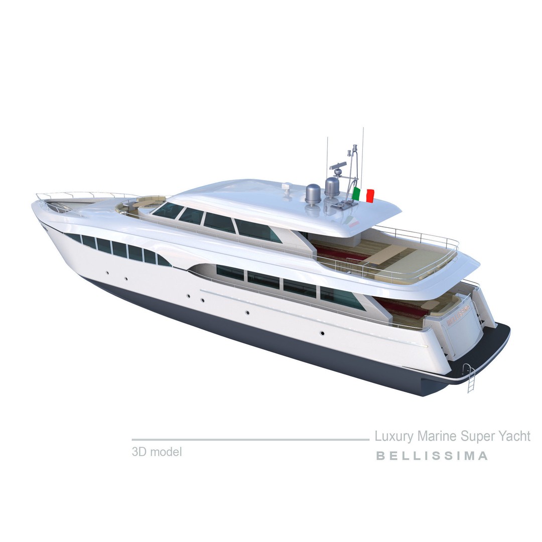 Super Yacht Bellissima 3D Model – Luxury Marine Vessel, FBX, OBJ - View 13