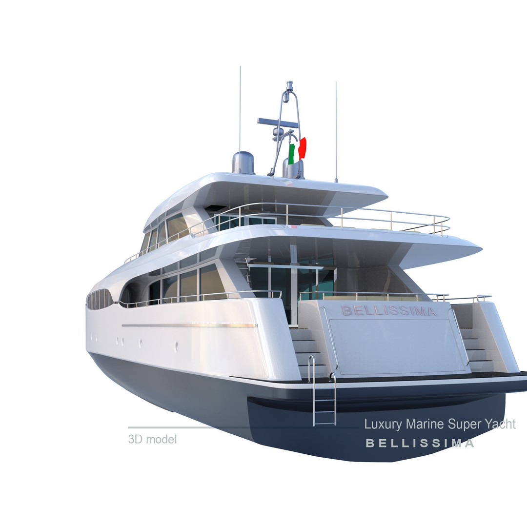 Super Yacht Bellissima 3D Model – Luxury Marine Vessel, FBX, OBJ - View 14