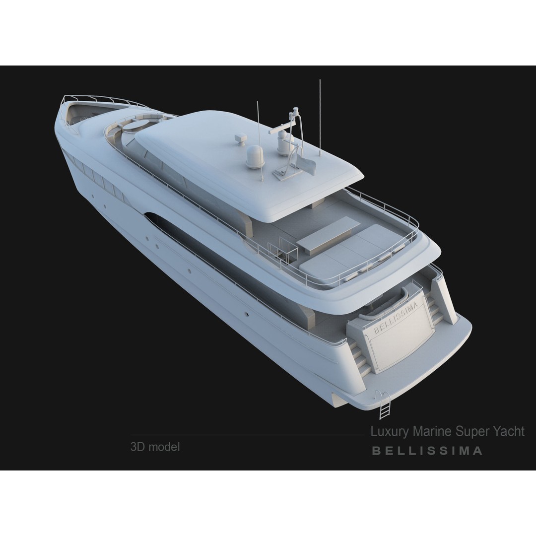 Super Yacht Bellissima 3D Model – Luxury Marine Vessel, FBX, OBJ - View 15