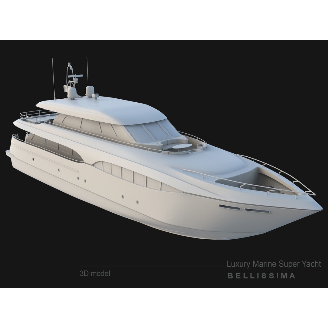 Super Yacht Bellissima 3D Model – Luxury Marine Vessel, FBX, OBJ - View 16