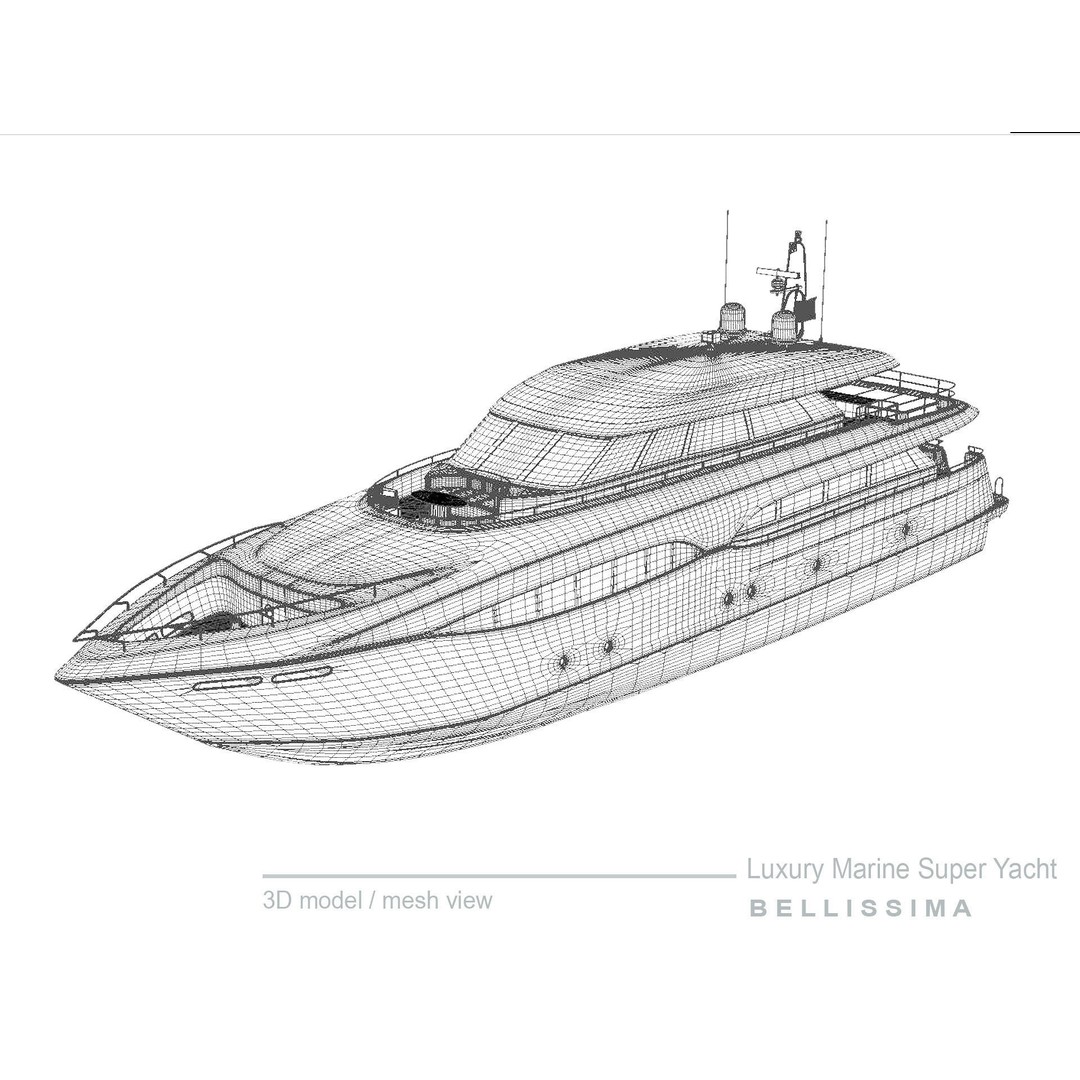 Super Yacht Bellissima 3D Model – Luxury Marine Vessel, FBX, OBJ - View 17