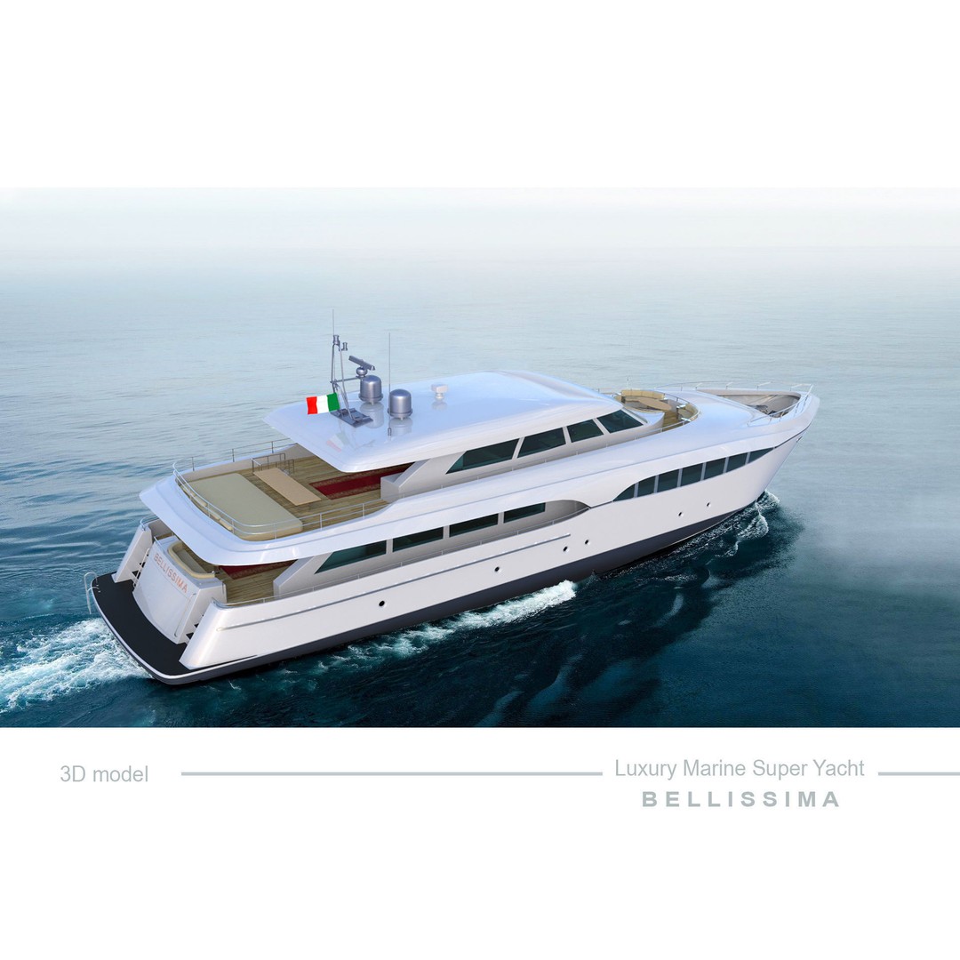 Super Yacht Bellissima 3D Model – Luxury Marine Vessel, FBX, OBJ - View 3