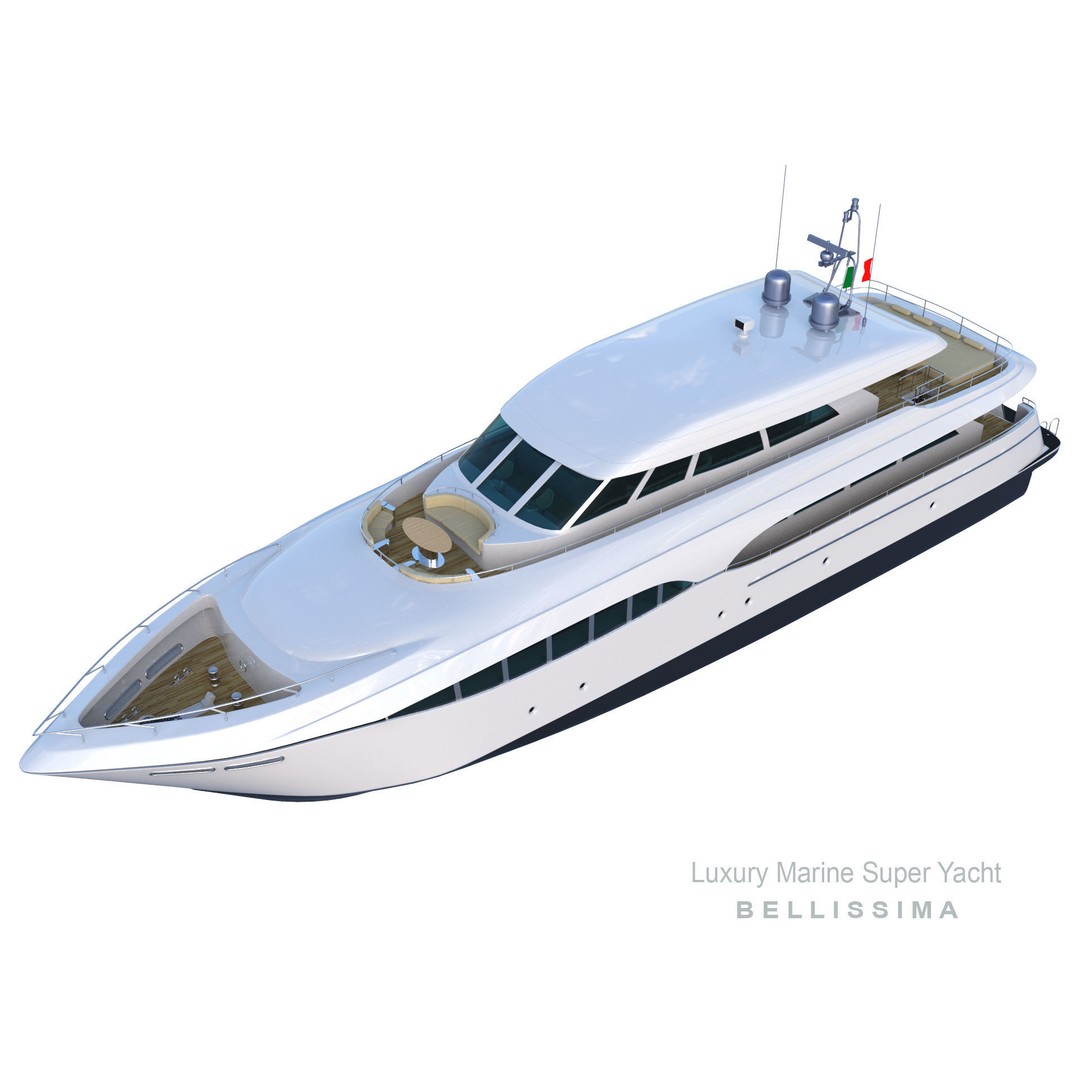 Super Yacht Bellissima 3D Model – Luxury Marine Vessel, FBX, OBJ - View 4