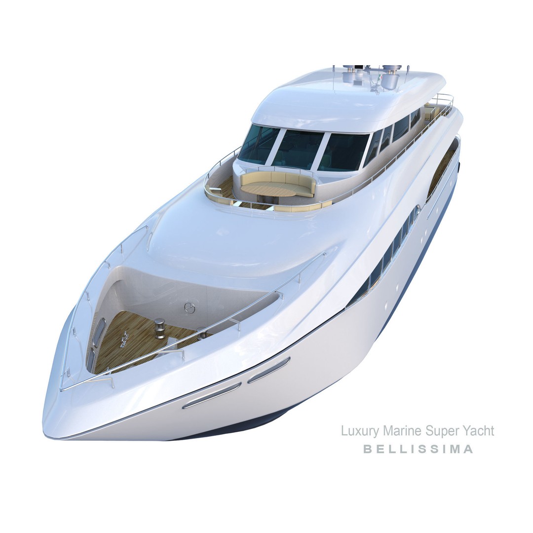 Super Yacht Bellissima 3D Model – Luxury Marine Vessel, FBX, OBJ - View 5