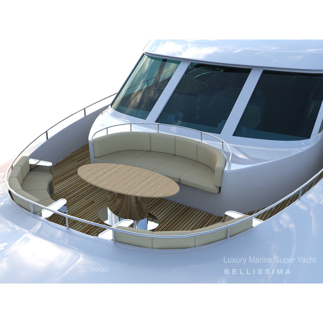 Super Yacht Bellissima 3D Model – Luxury Marine Vessel, FBX, OBJ - View 6