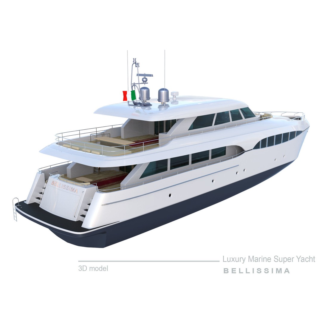 Super Yacht Bellissima 3D Model – Luxury Marine Vessel, FBX, OBJ - View 9