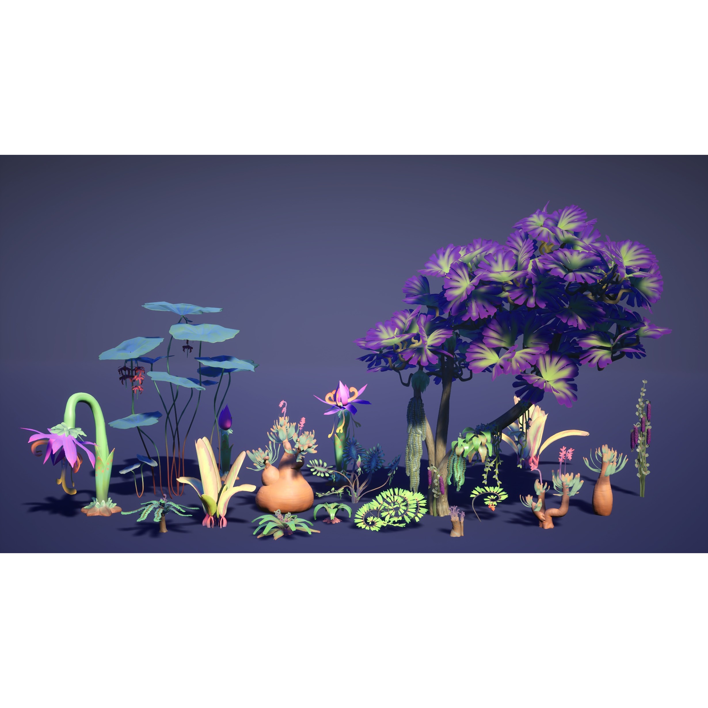 Alien Plants Pack - Low-Poly Game-Ready 3D Model