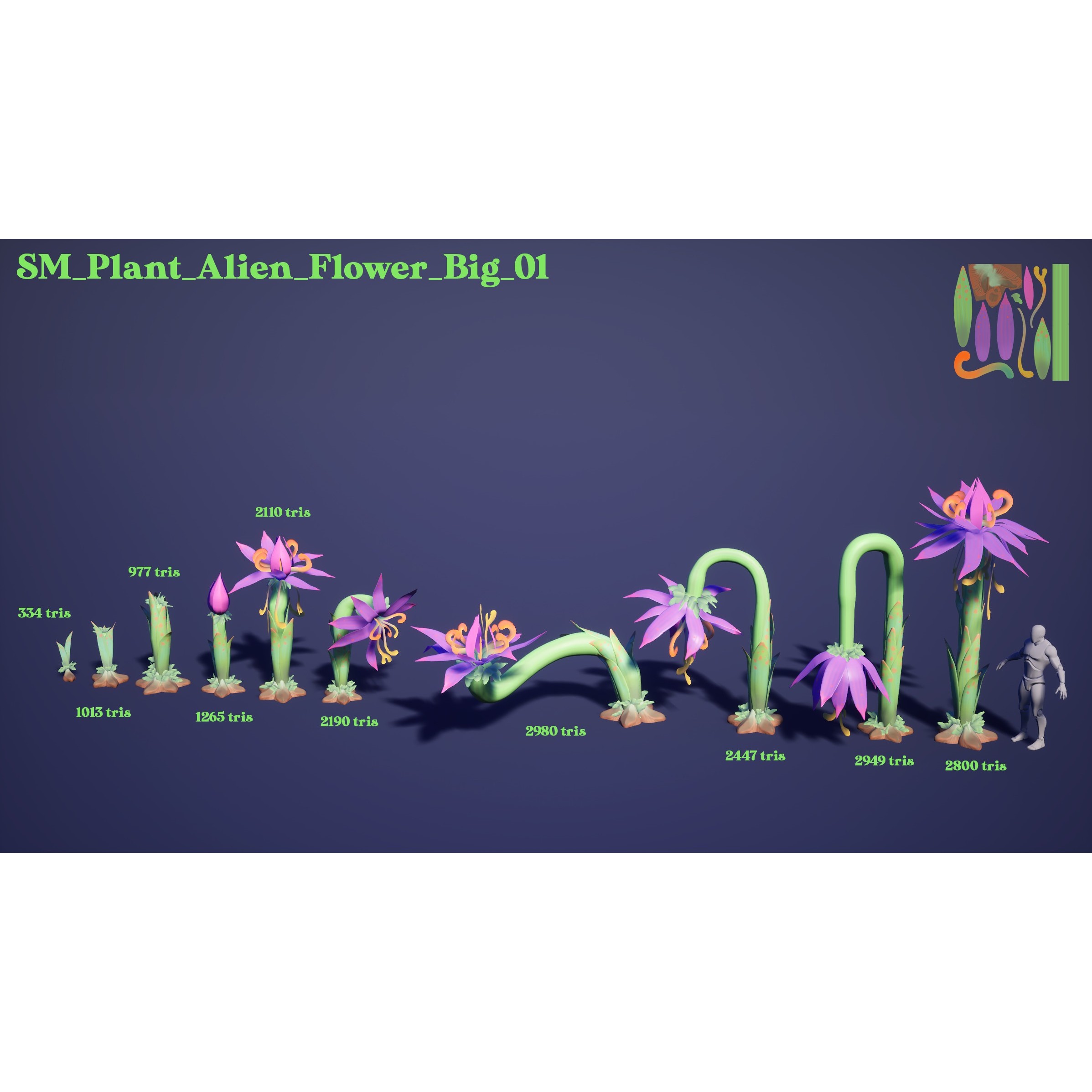 Alien Plants Pack - Low-Poly Game-Ready 3D Model - View 10