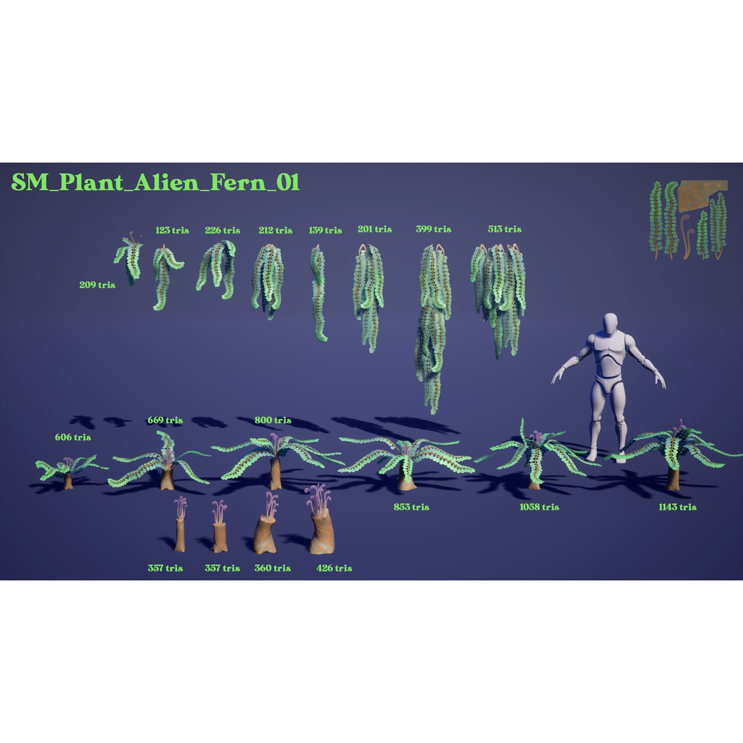 Alien Plants Pack - Low-Poly Game-Ready 3D Model - View 12