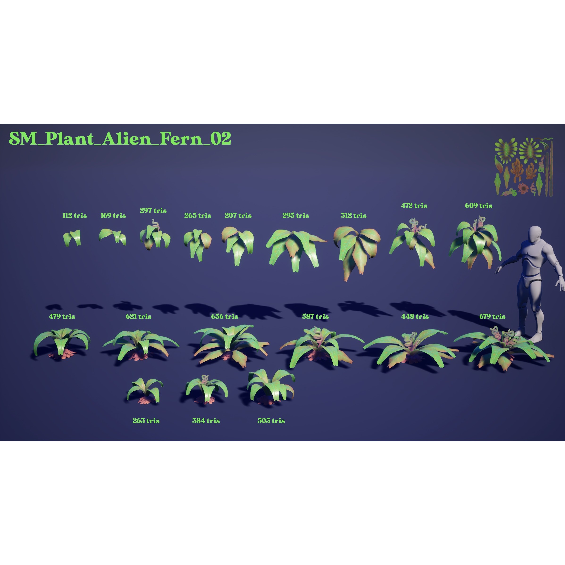 Alien Plants Pack - Low-Poly Game-Ready 3D Model - View 13