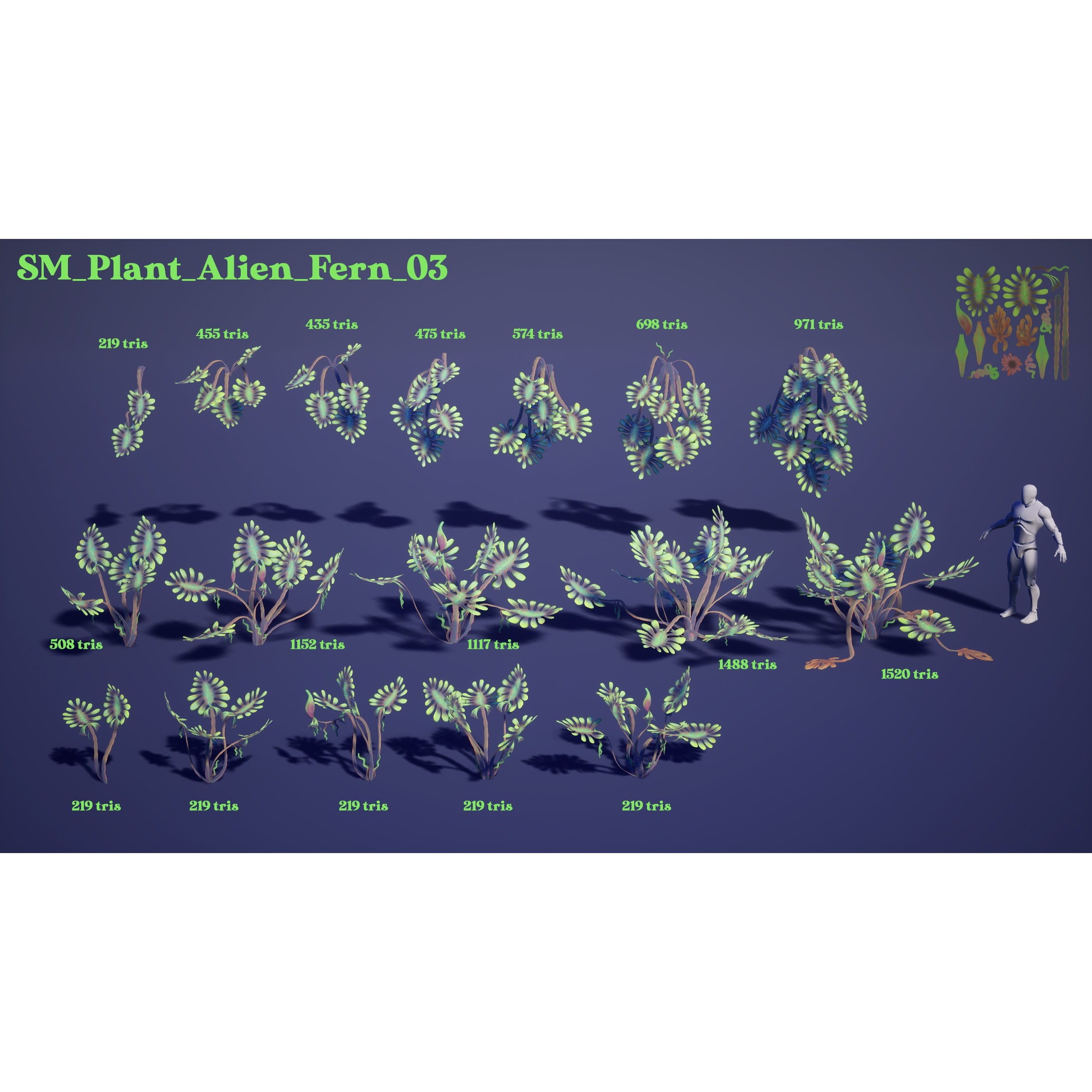 Alien Plants Pack - Low-Poly Game-Ready 3D Model - View 15