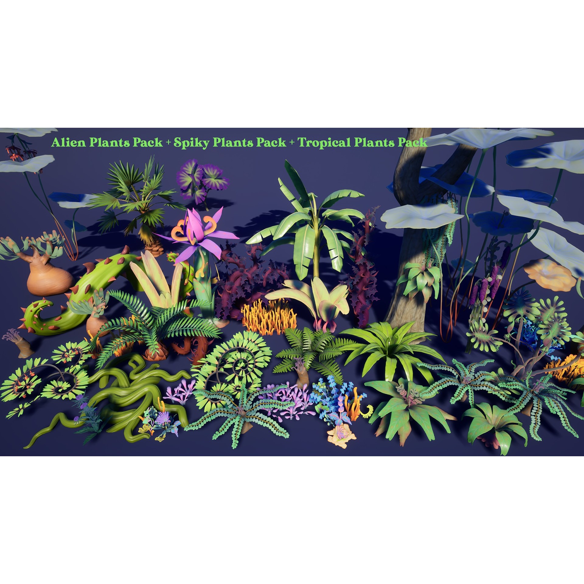 Alien Plants Pack - Low-Poly Game-Ready 3D Model - View 21